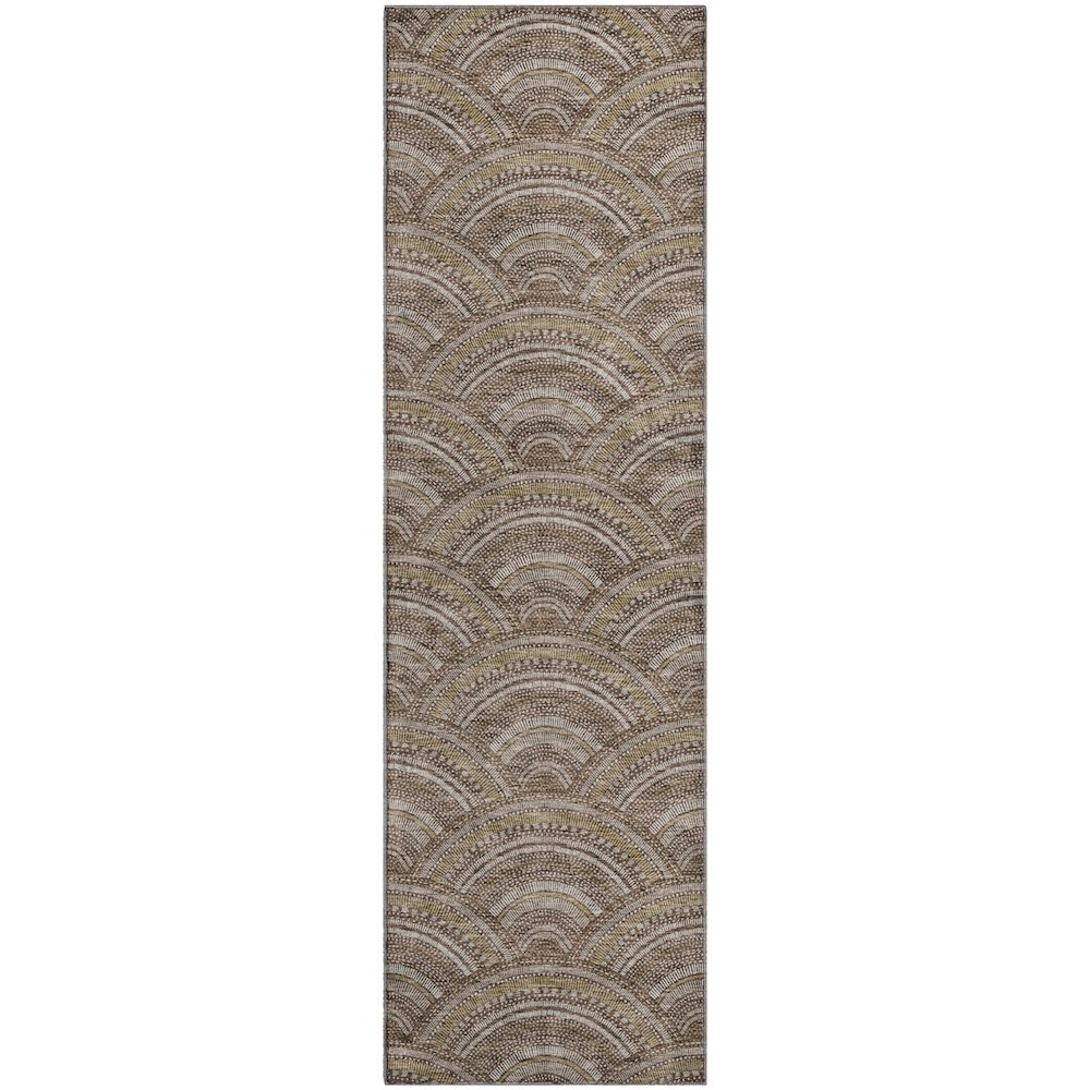 Premium Machine Washable Mayfield AMF984 Brown 2'3" x 7'6" Runner Rug. Picture 1