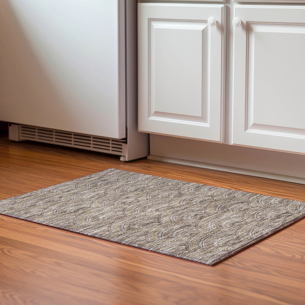 Premium Machine Washable Mayfield AMF984 Brown 1'8" x 2'6" Rug. Picture 5