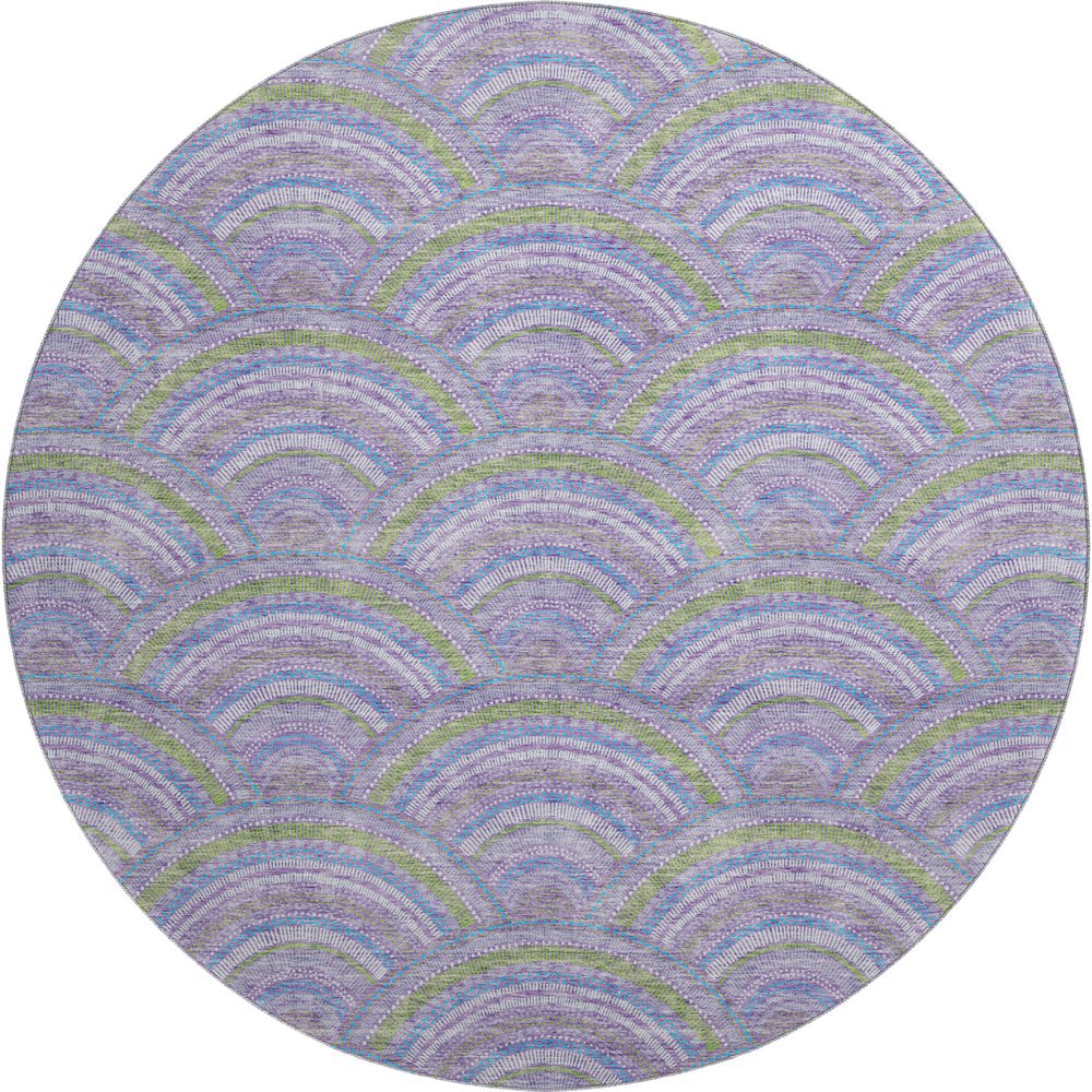 Premium Machine Washable Mayfield AMF984 Lavender 8' x 8' Round Rug. Picture 1