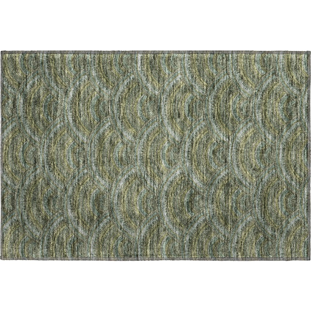 Premium Machine Washable Mayfield AMF984 Olive 1'8" x 2'6" Rug. Picture 1