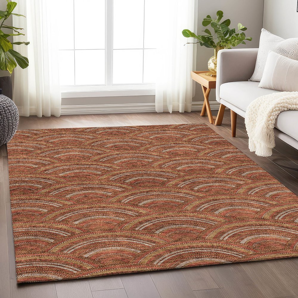 Premium Machine Washable Mayfield AMF984 Paprika 2'6" x 3'10" Rug. Picture 5