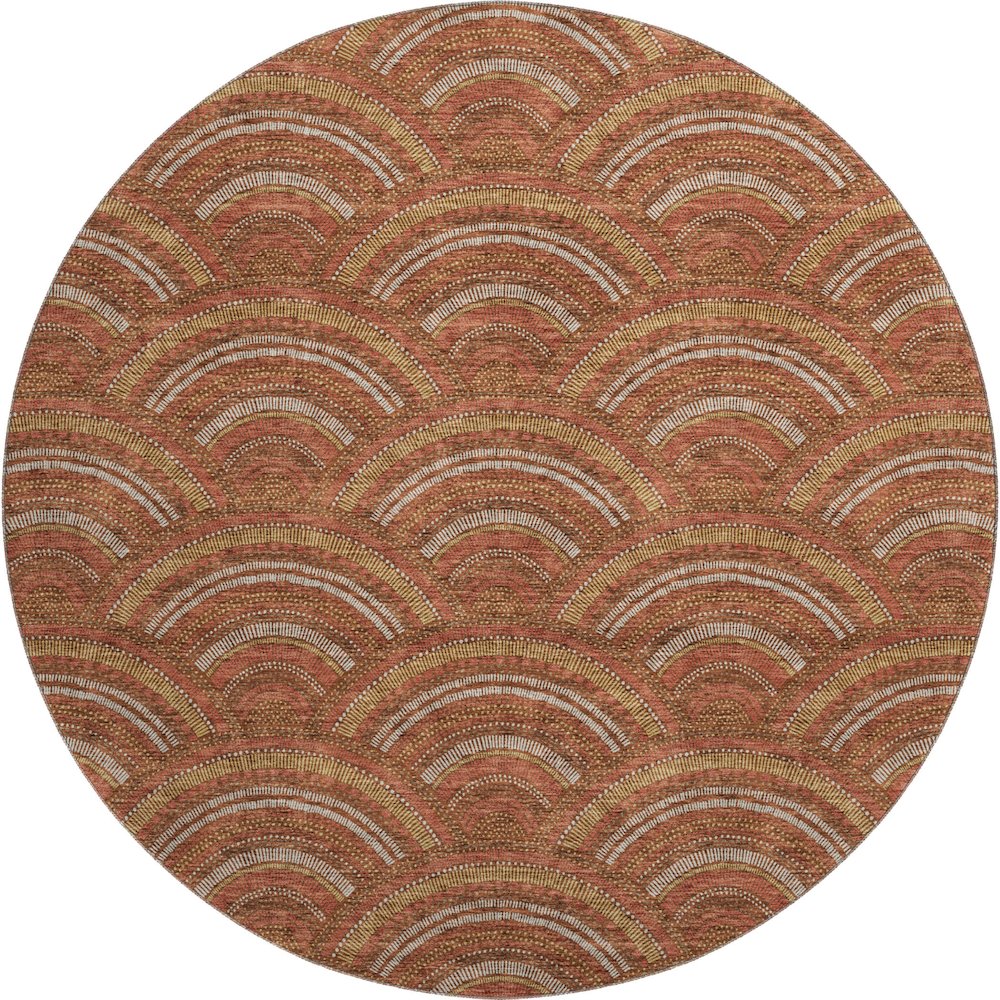 Premium Machine Washable Mayfield AMF984 Paprika 8' x 8' Round Rug. Picture 1