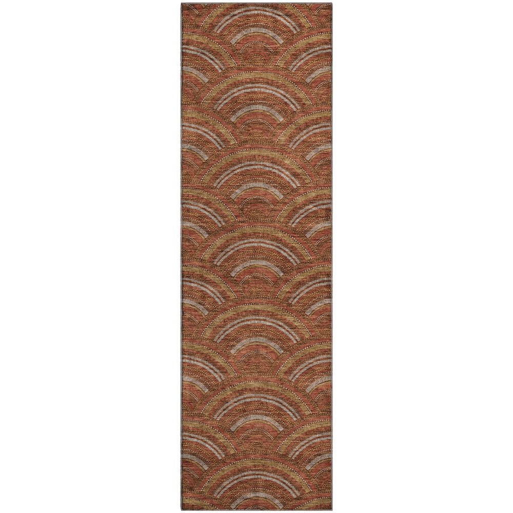 Premium Machine Washable Mayfield AMF984 Paprika 2'3" x 7'6" Runner Rug. Picture 1