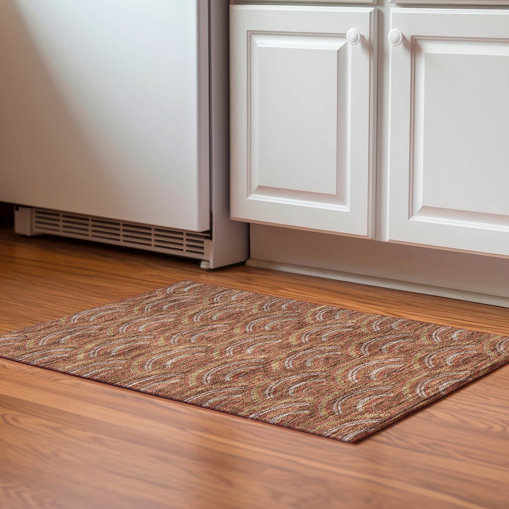 Premium Machine Washable Mayfield AMF984 Paprika 1'8" x 2'6" Rug. Picture 5