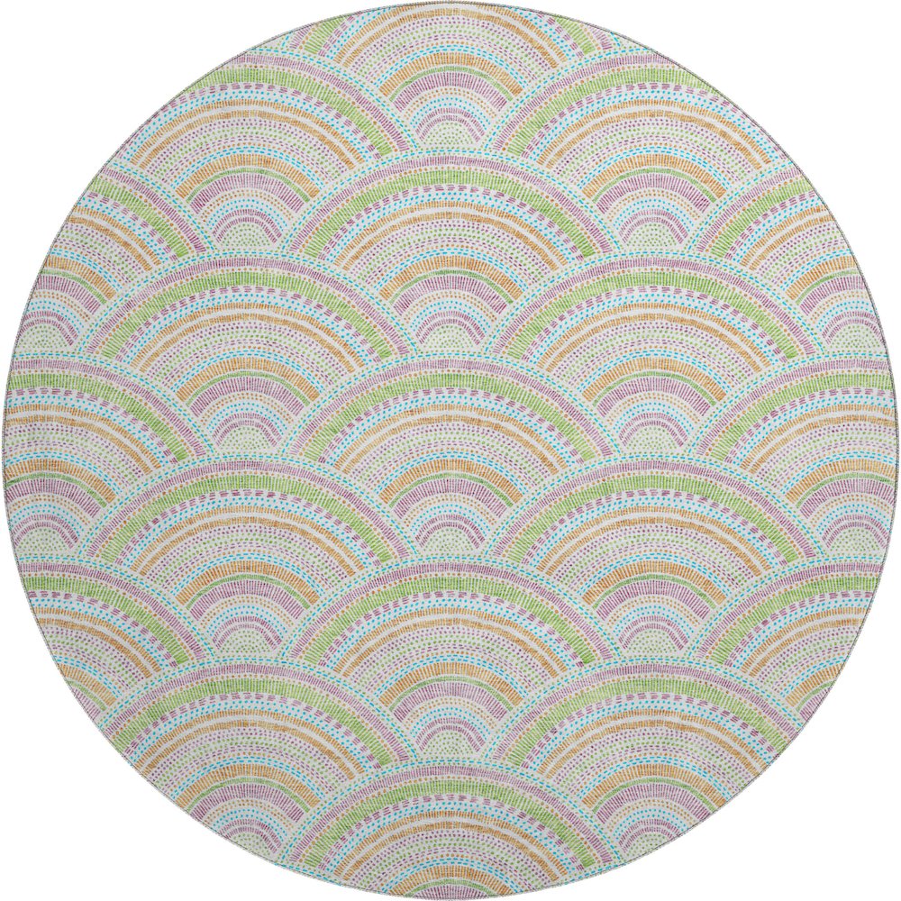 Premium Machine Washable Mayfield AMF984 Pearl 8' x 8' Round Rug. Picture 1
