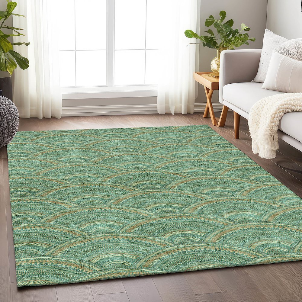 Premium Machine Washable Mayfield AMF984 Sage 2'6" x 3'10" Rug. Picture 5