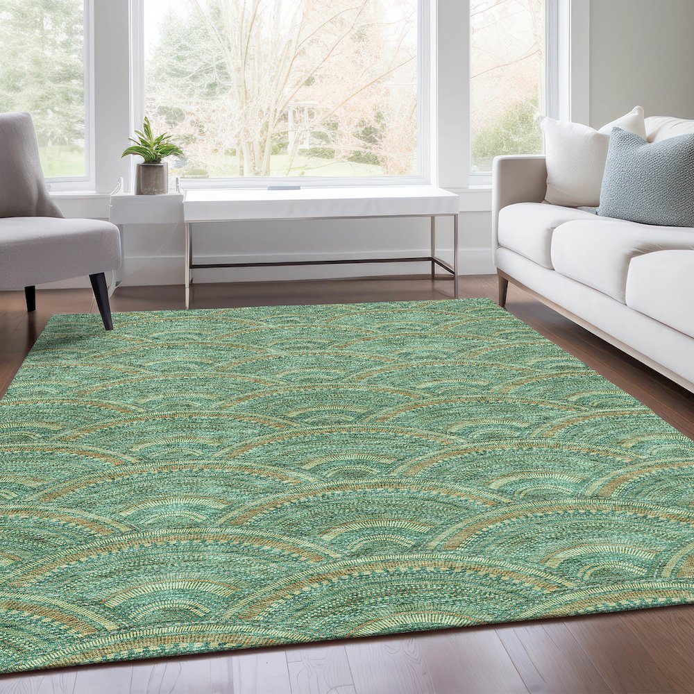 Premium Machine Washable Mayfield AMF984 Sage 2'6" x 3'10" Rug. Picture 6