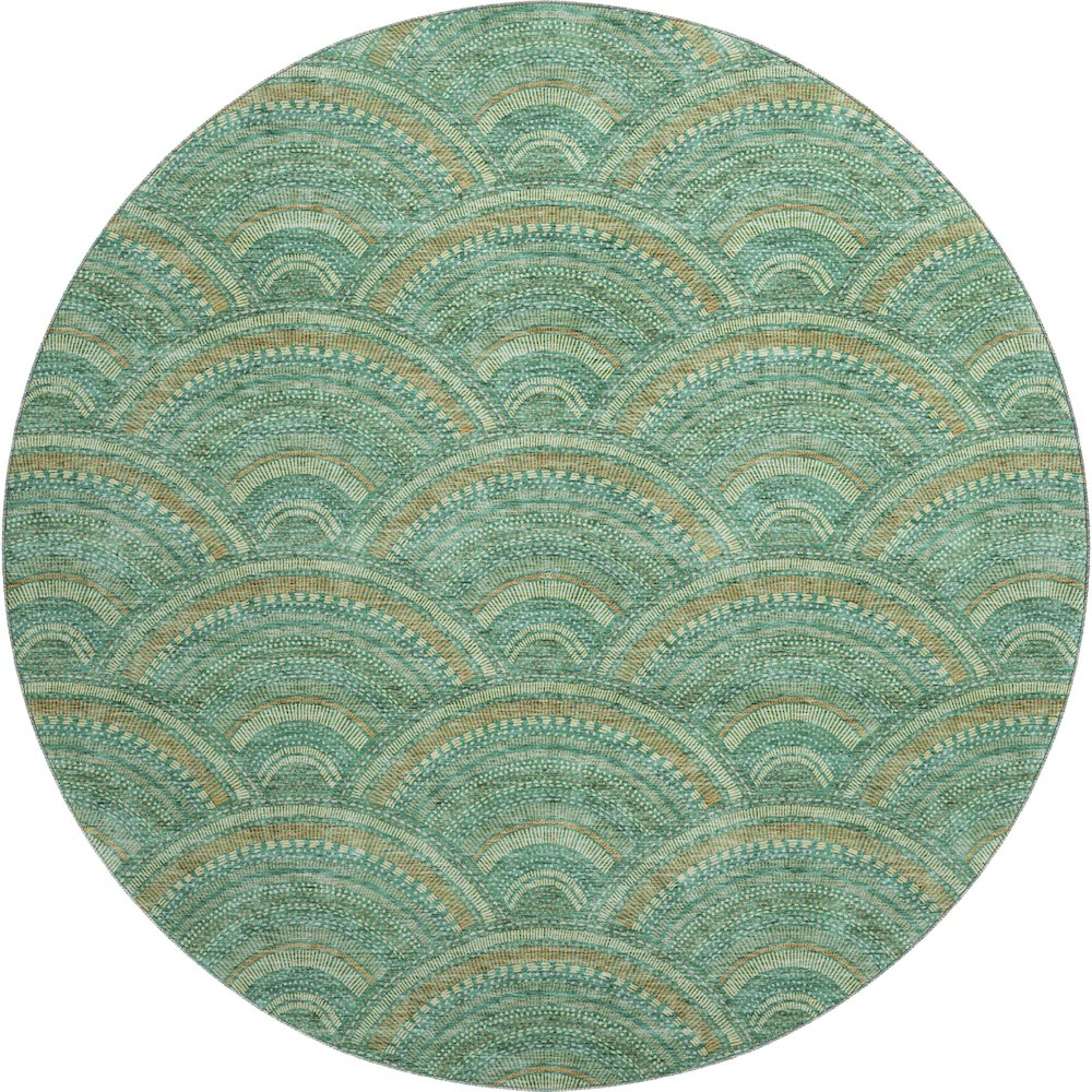 Premium Machine Washable Mayfield AMF984 Sage 8' x 8' Round Rug. Picture 1