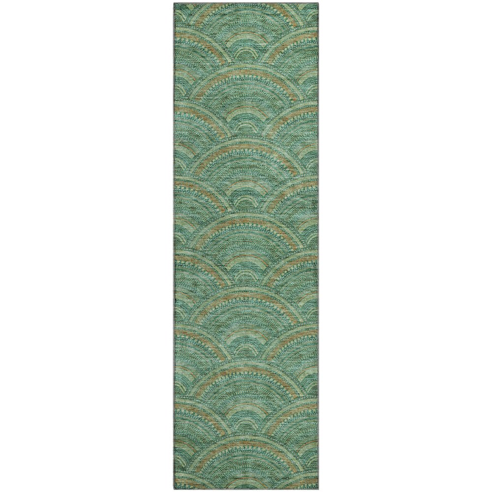 Premium Machine Washable Mayfield AMF984 Sage 2'3" x 7'6" Runner Rug. Picture 1