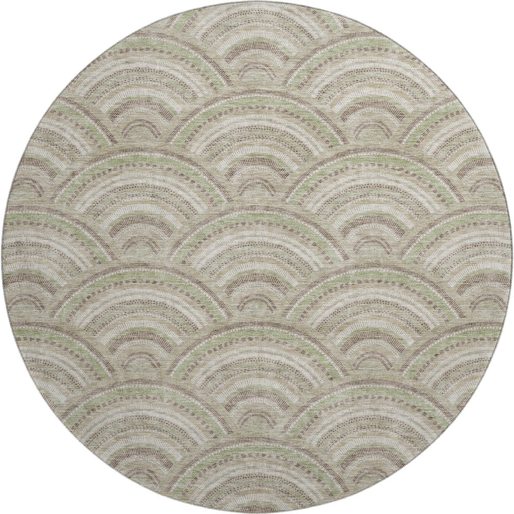 Premium Machine Washable Mayfield AMF984 Taupe 8' x 8' Round Rug. Picture 1