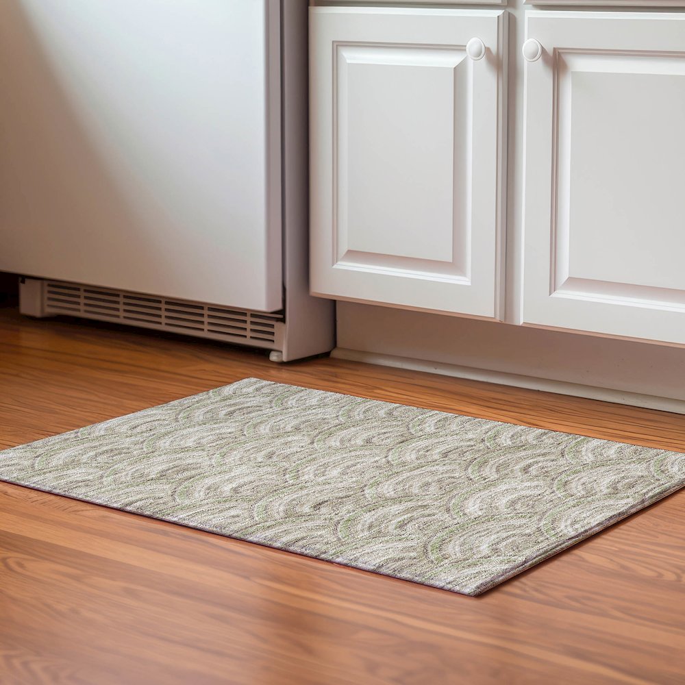 Premium Machine Washable Mayfield AMF984 Taupe 1'8" x 2'6" Rug. Picture 5
