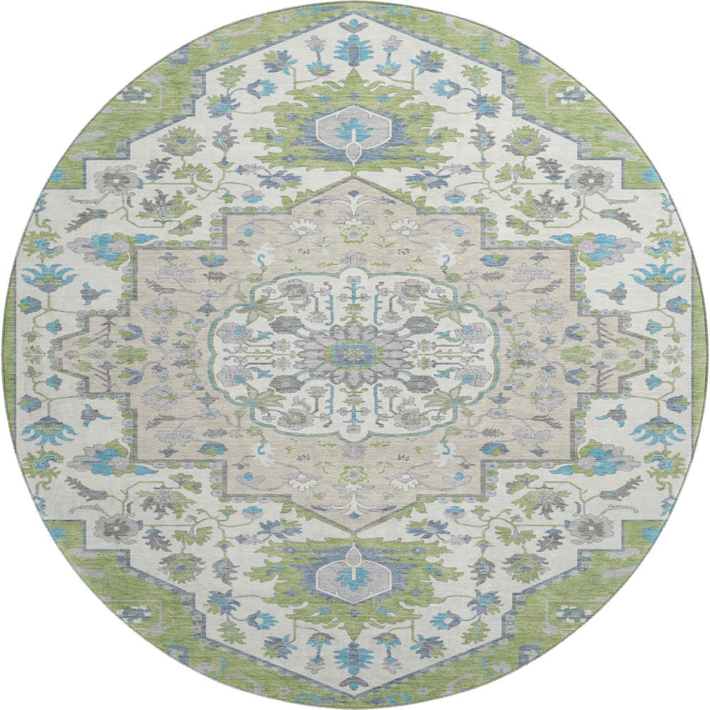 Premium Machine Washable Mayfield AMF985 Aloe 8' x 8' Round Rug. Picture 1
