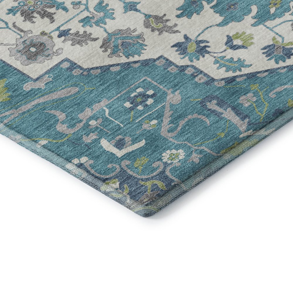 Premium Machine Washable Mayfield AMF985 Teal 1'8" x 2'6" Rug. Picture 3