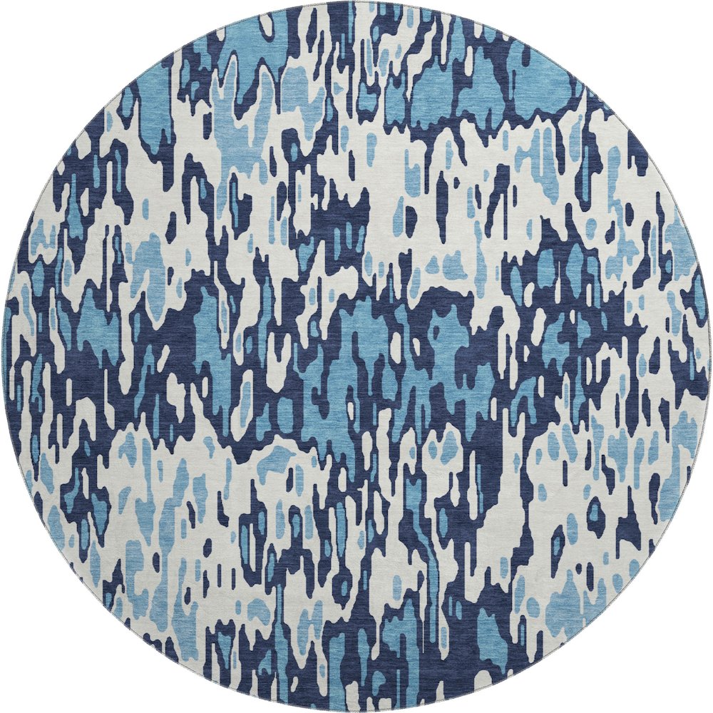 Premium Machine Washable Mayfield AMF986 Blue 8' x 8' Round Rug. Picture 1