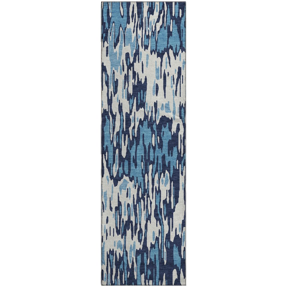 Premium Machine Washable Mayfield AMF986 Blue 2'3" x 7'6" Runner Rug. Picture 1