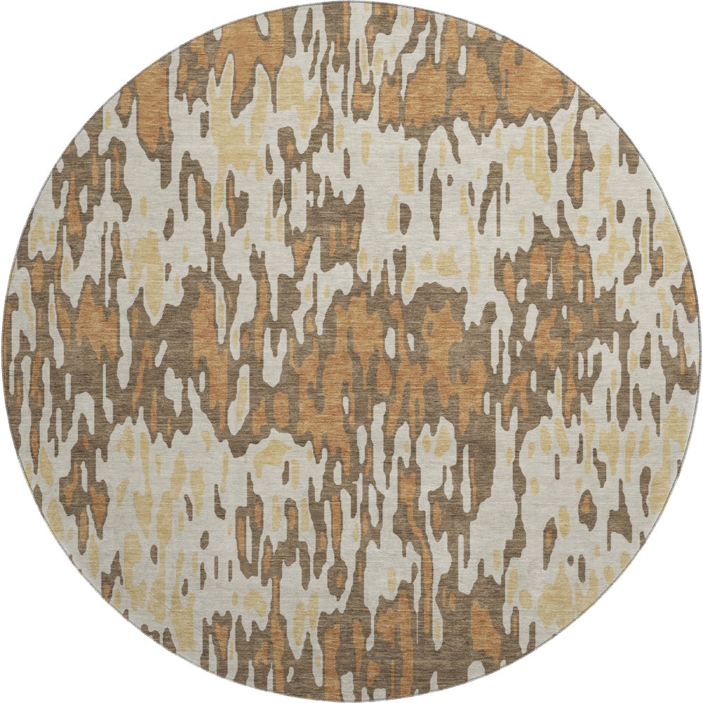 Premium Machine Washable Mayfield AMF986 Copper 8' x 8' Round Rug. Picture 1