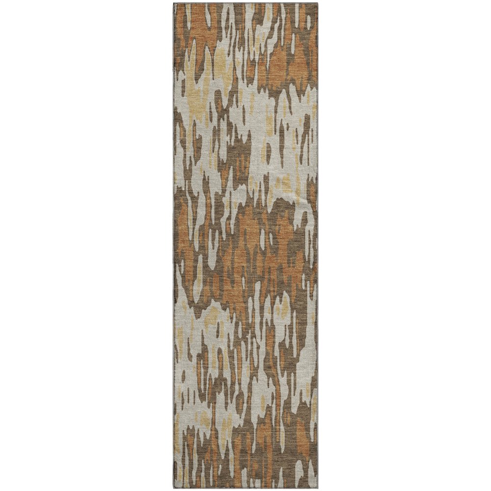 Premium Machine Washable Mayfield AMF986 Copper 2'3" x 7'6" Runner Rug. Picture 1