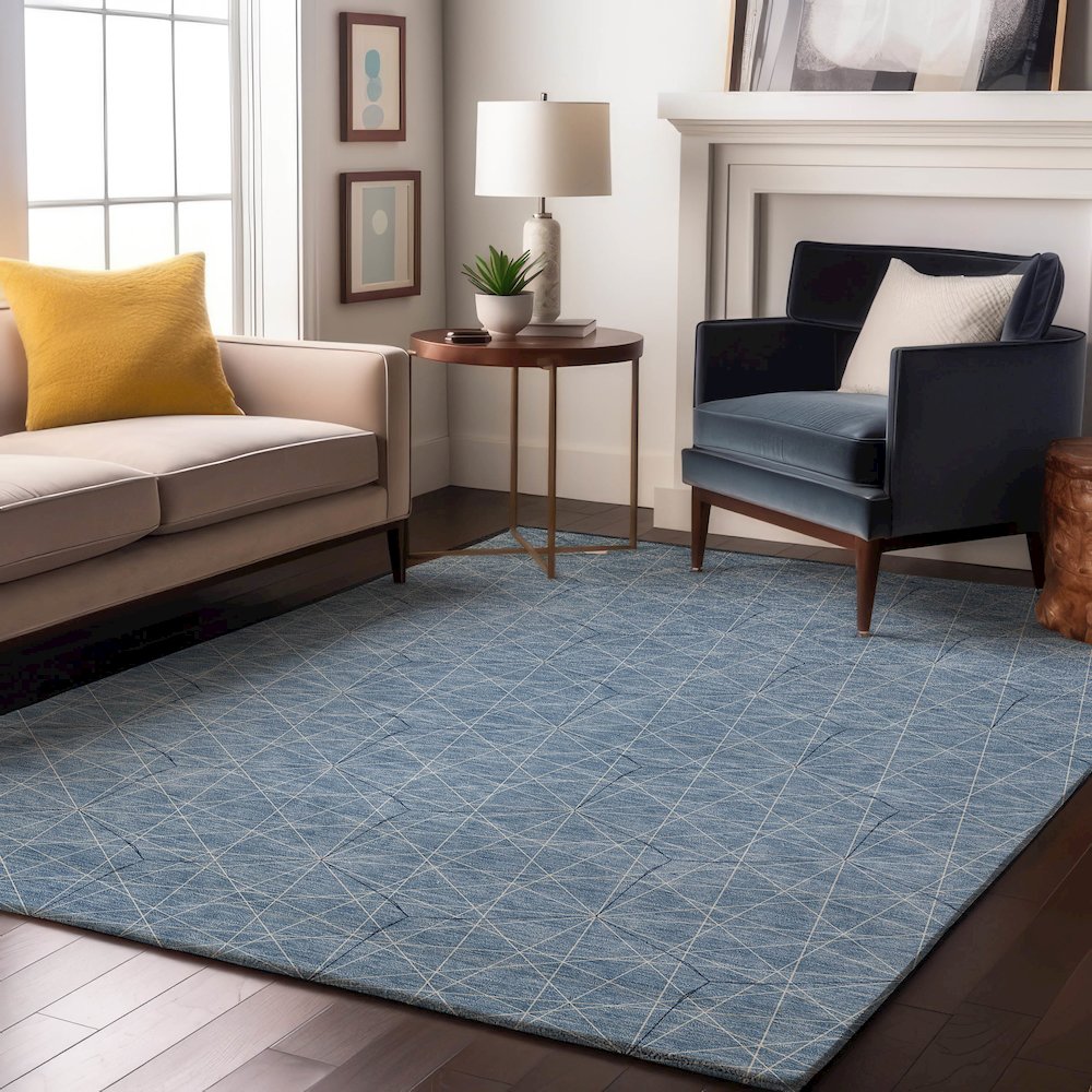 Premium Machine Washable Mayfield AMF987 Denim 2'6" x 3'10" Rug. Picture 5
