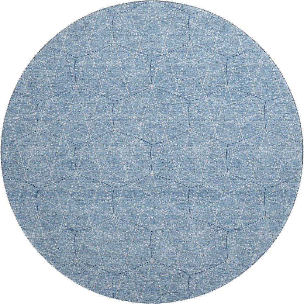 Premium Machine Washable Mayfield AMF987 Denim 8' x 8' Round Rug. Picture 1