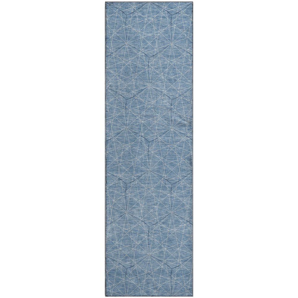Premium Machine Washable Mayfield AMF987 Denim 2'3" x 7'6" Runner Rug. Picture 1