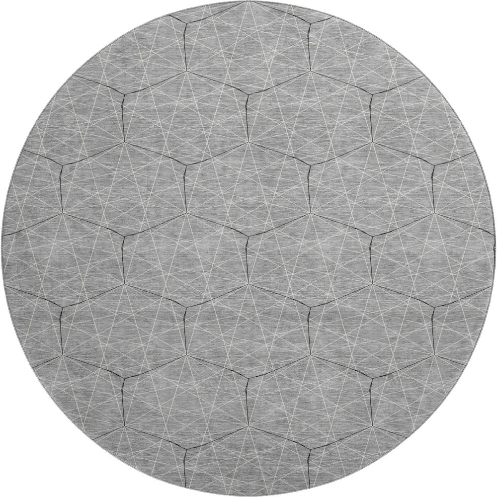Premium Machine Washable Mayfield AMF987 Gray 8' x 8' Round Rug. Picture 1