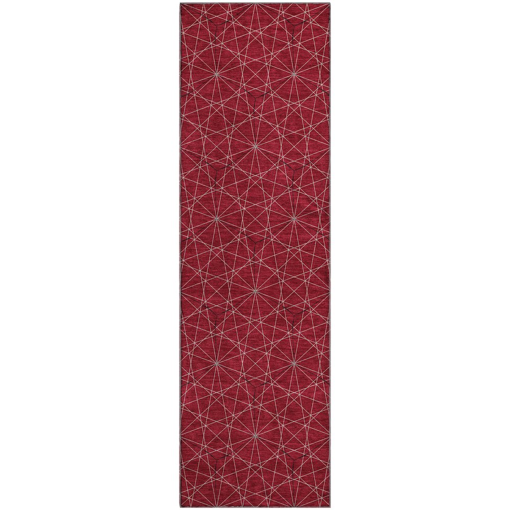 Premium Machine Washable Mayfield AMF987 Red 2'3" x 7'6" Runner Rug. Picture 1