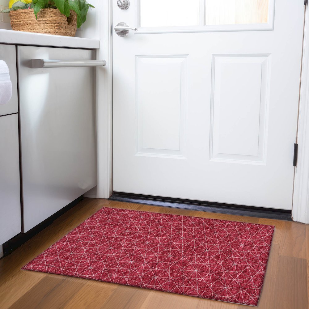 Premium Machine Washable Mayfield AMF987 Red 1'8" x 2'6" Rug. Picture 5
