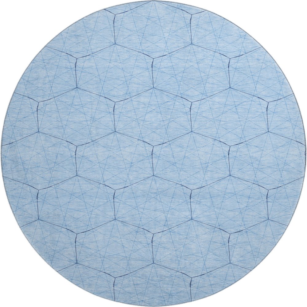 Premium Machine Washable Mayfield AMF987 Sky 8' x 8' Round Rug. Picture 1