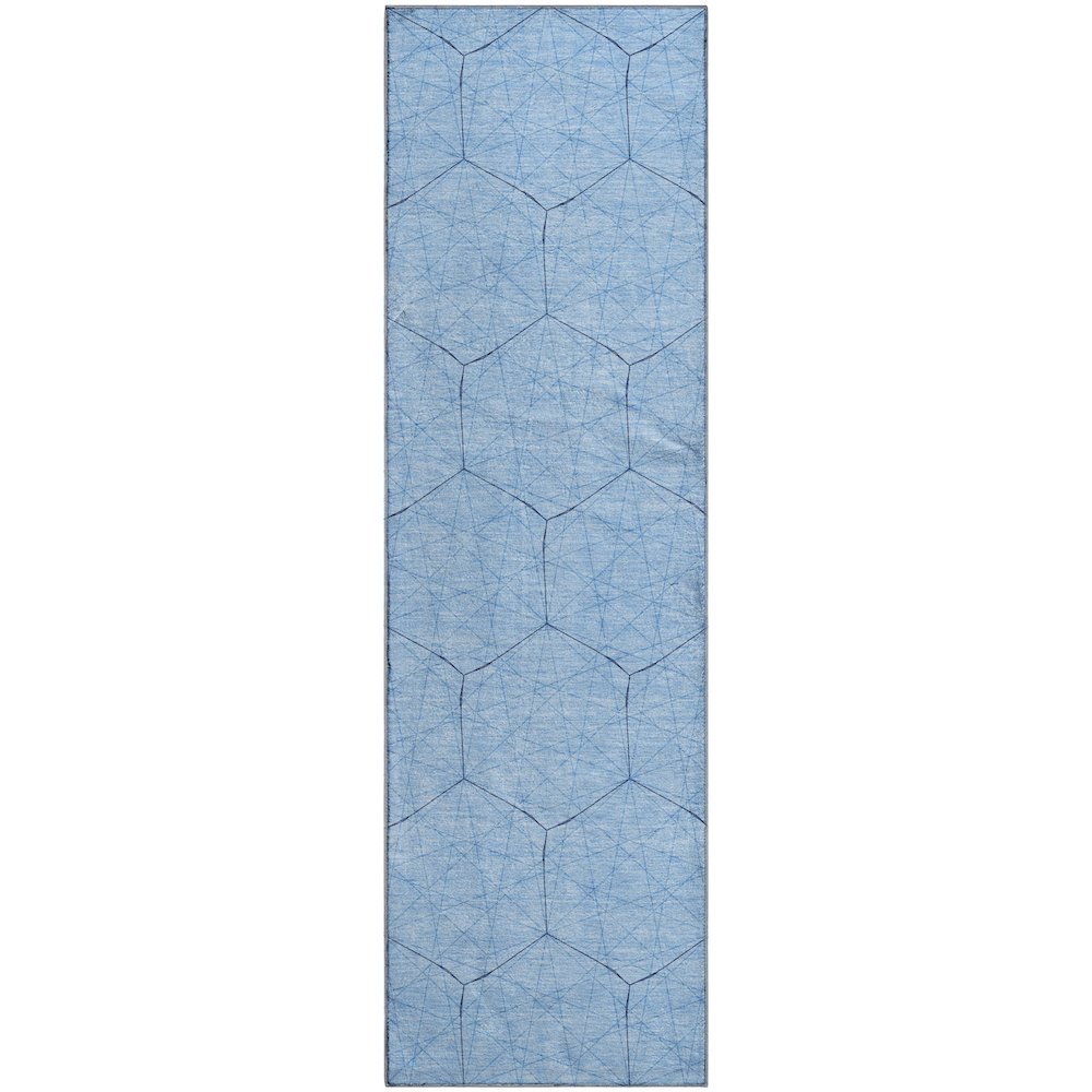 Premium Machine Washable Mayfield AMF987 Sky 2'3" x 7'6" Runner Rug. Picture 1