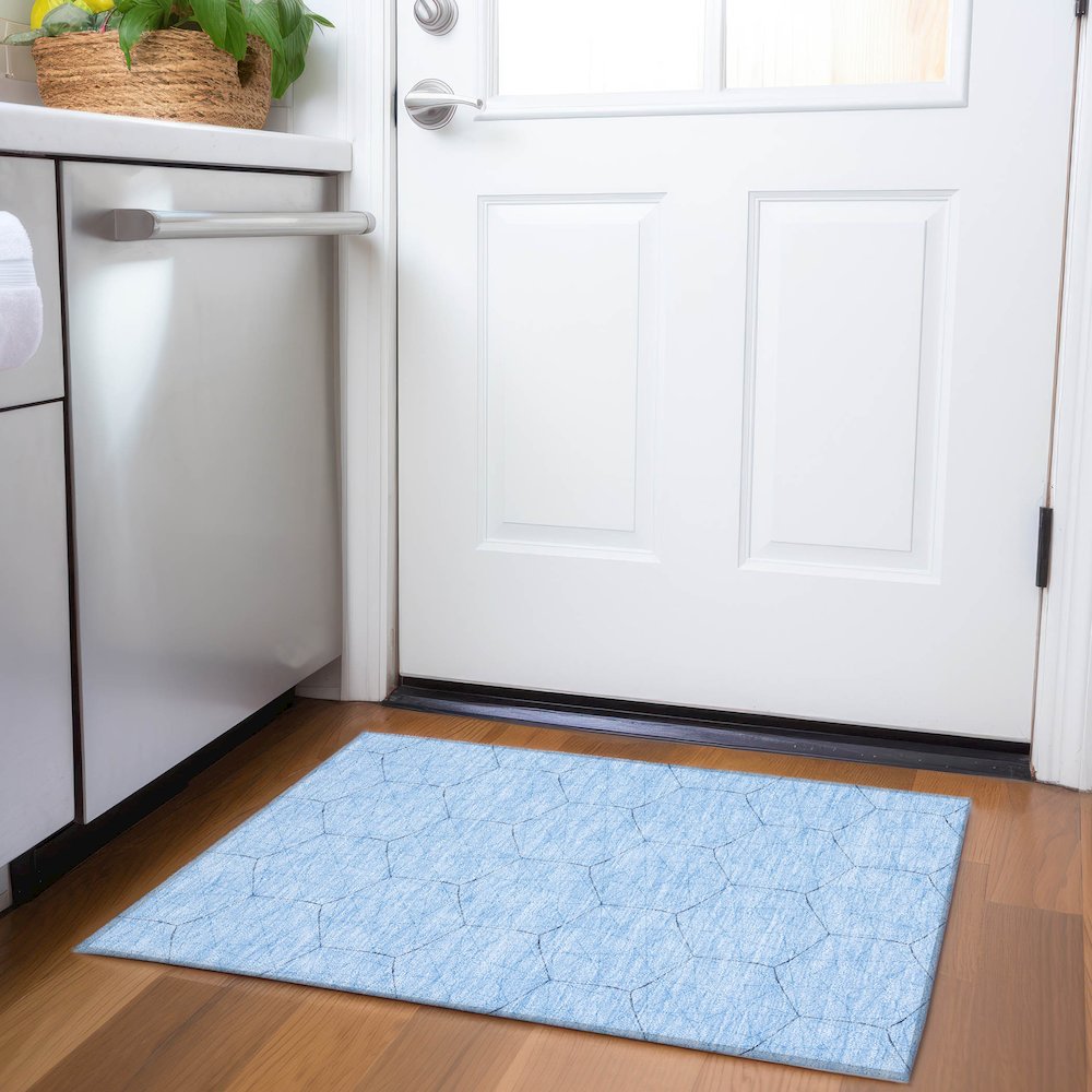 Premium Machine Washable Mayfield AMF987 Sky 1'8" x 2'6" Rug. Picture 5