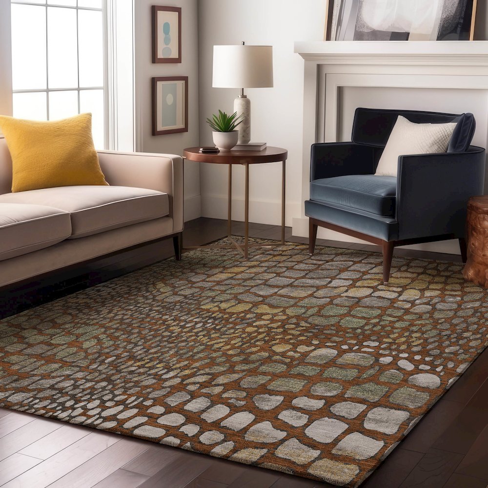 Premium Machine Washable Mayfield AMF988 Paprika 2'6" x 3'10" Rug. Picture 5