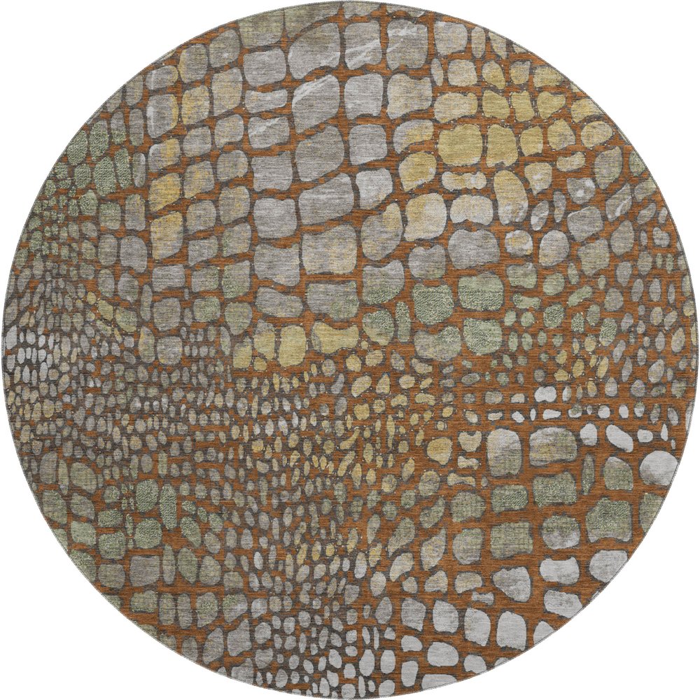 Premium Machine Washable Mayfield AMF988 Paprika 8' x 8' Round Rug. Picture 1