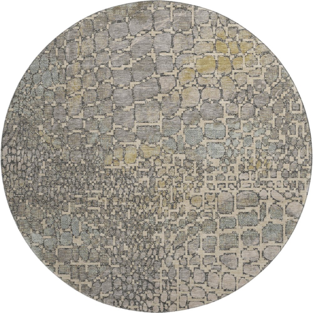 Premium Machine Washable Mayfield AMF988 Putty 8' x 8' Round Rug. Picture 1