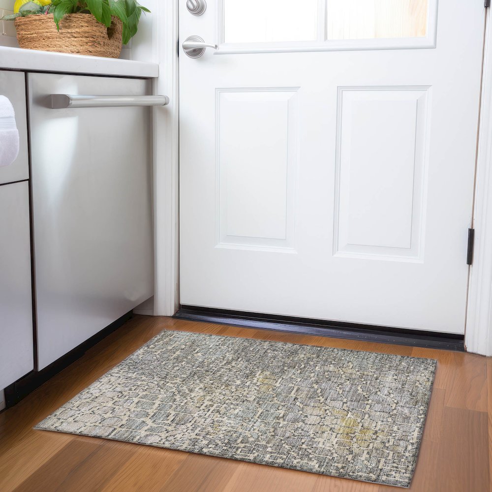 Premium Machine Washable Mayfield AMF988 Putty 1'8" x 2'6" Rug. Picture 5