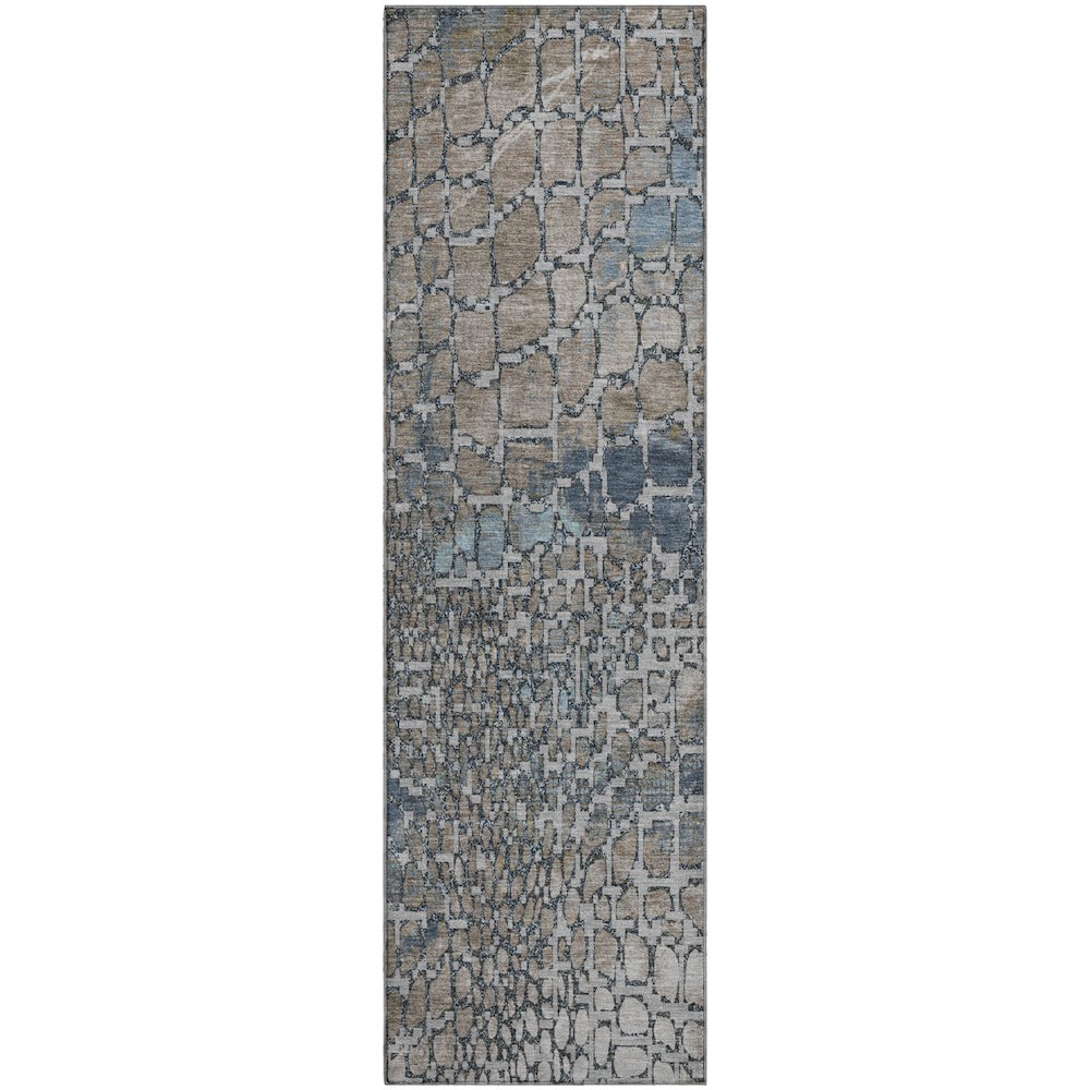 Premium Machine Washable Mayfield AMF988 Silver 2'3" x 7'6" Runner Rug. Picture 1