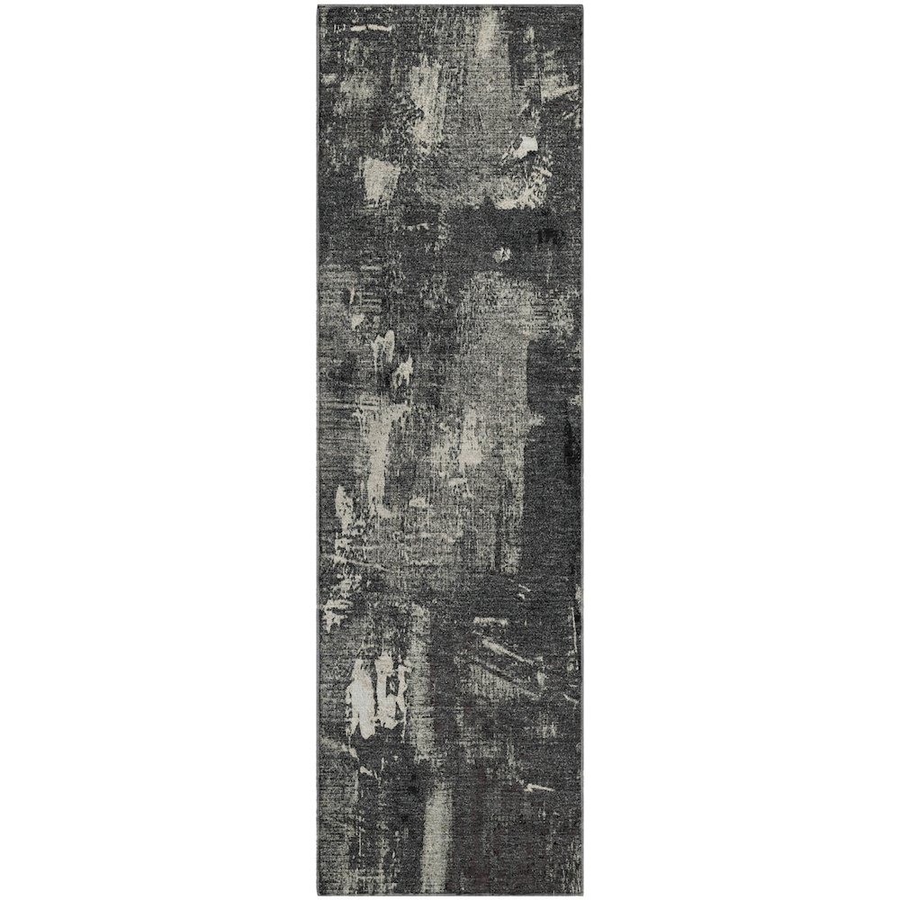 Premium Machine Washable Mayfield AMF989 Black 2'3" x 7'6" Runner Rug. Picture 1