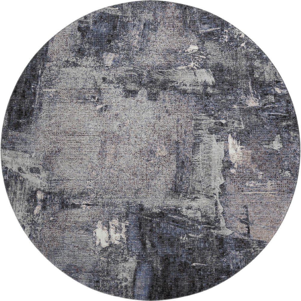 Premium Machine Washable Mayfield AMF989 Charcoal 8' x 8' Round Rug. Picture 1