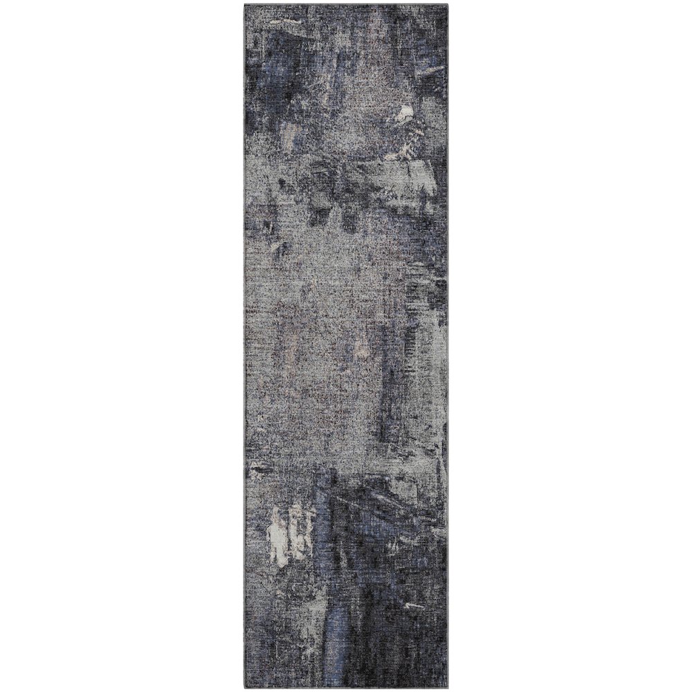 Premium Machine Washable Mayfield AMF989 Charcoal 2'3" x 7'6" Runner Rug. Picture 1