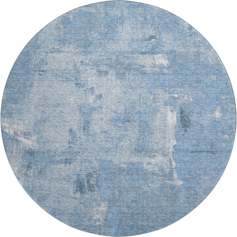 Premium Machine Washable Mayfield AMF989 Denim 8' x 8' Round Rug. Picture 1
