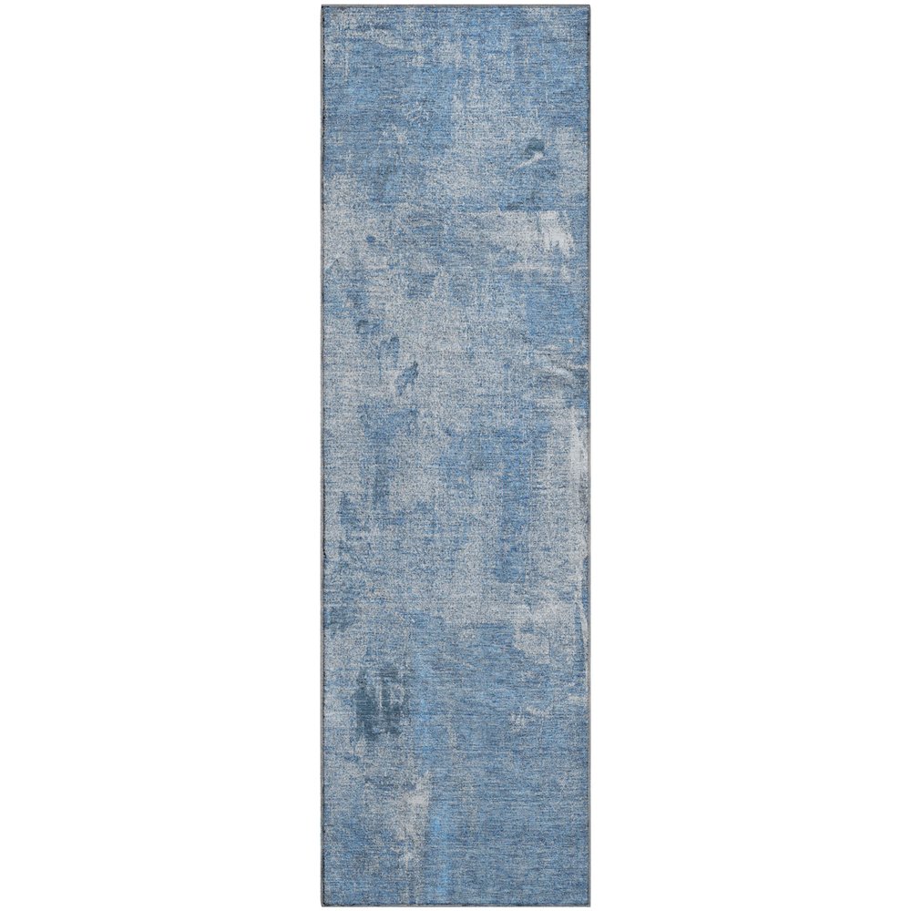 Premium Machine Washable Mayfield AMF989 Denim 2'3" x 7'6" Runner Rug. Picture 1