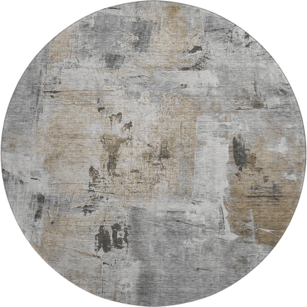 Premium Machine Washable Mayfield AMF989 Gray 8' x 8' Round Rug. Picture 1