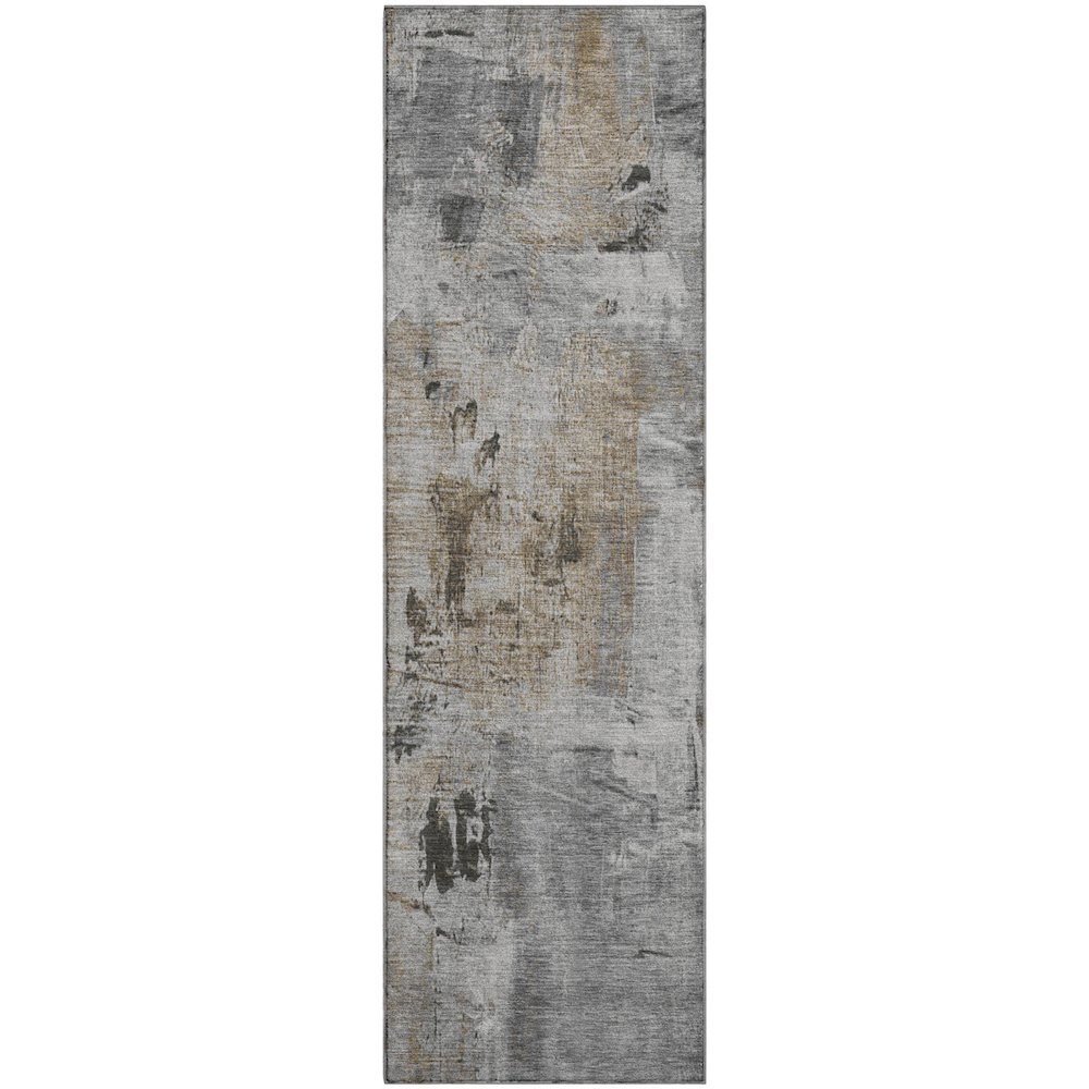 Premium Machine Washable Mayfield AMF989 Gray 2'3" x 7'6" Runner Rug. Picture 1