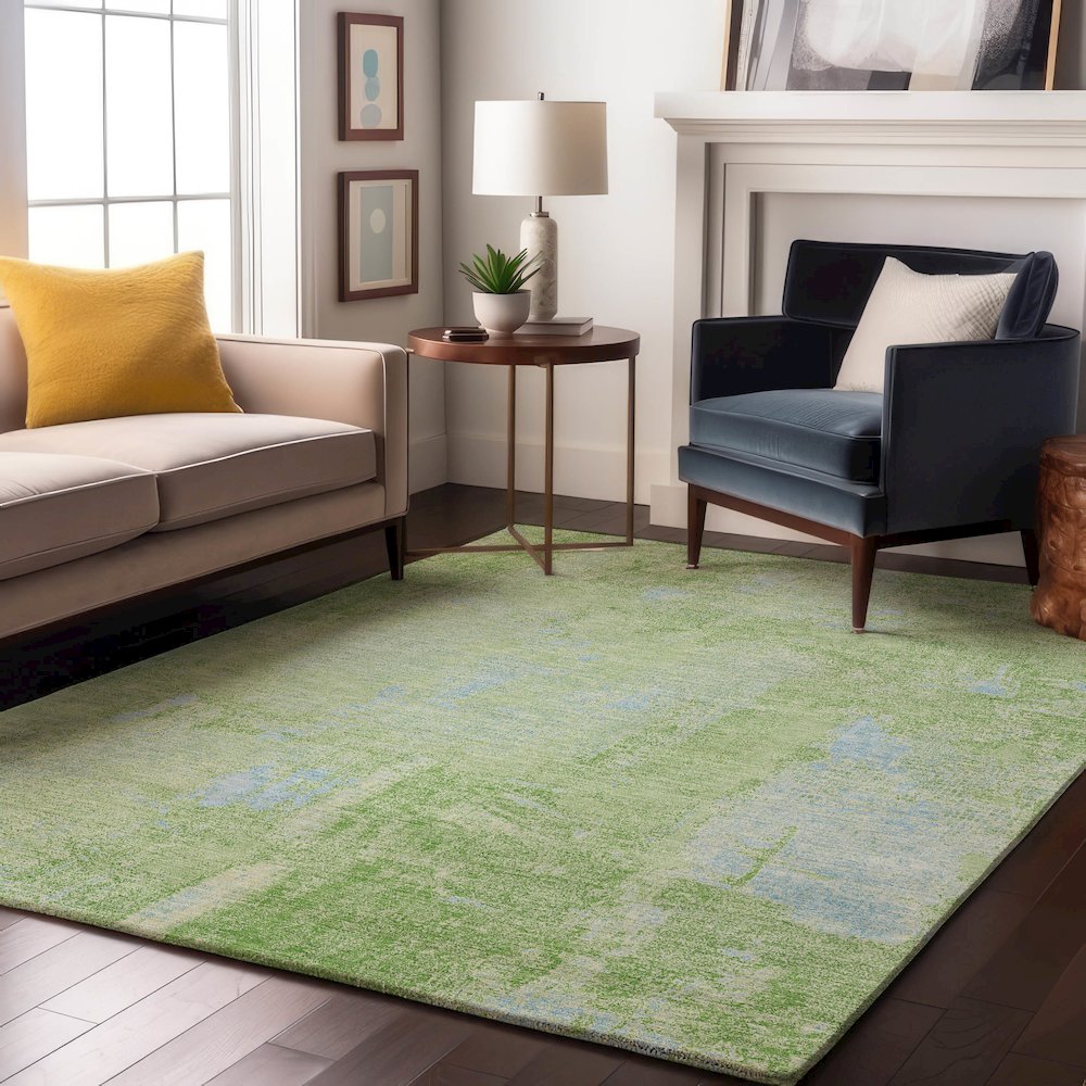 Premium Machine Washable Mayfield AMF989 Green 2'6" x 3'10" Rug. Picture 5