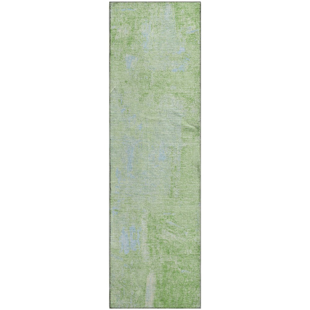 Premium Machine Washable Mayfield AMF989 Green 2'3" x 7'6" Runner Rug. Picture 1