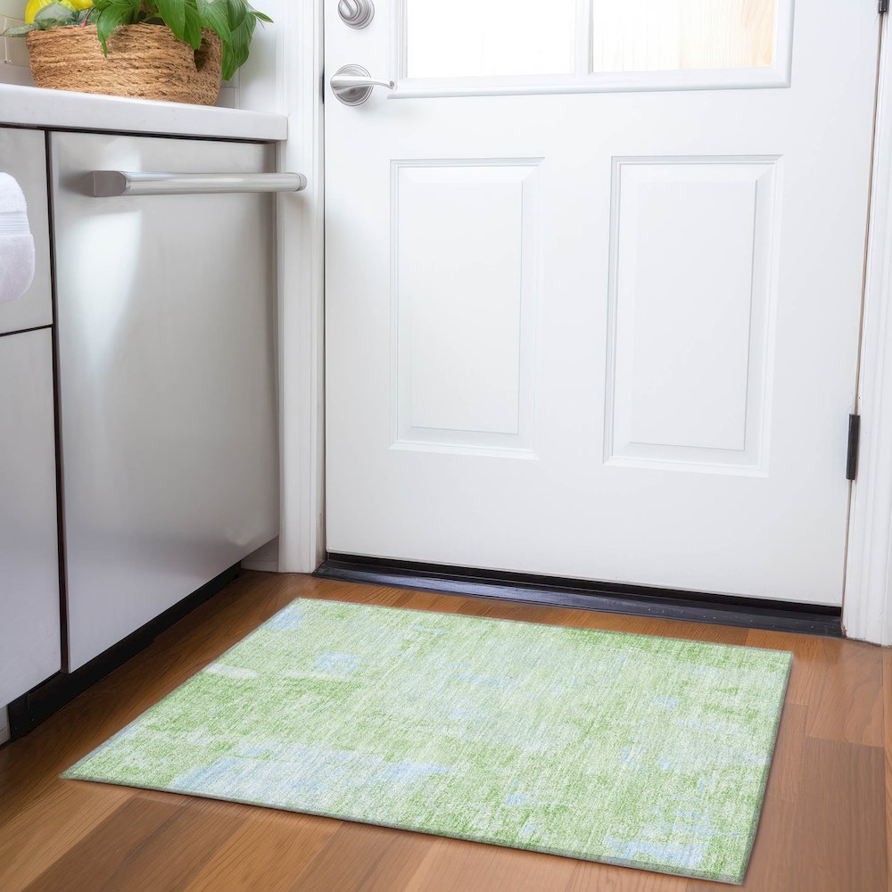 Premium Machine Washable Mayfield AMF989 Green 1'8" x 2'6" Rug. Picture 5