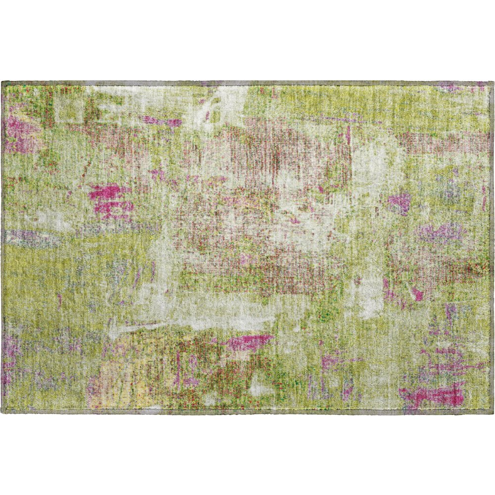Premium Machine Washable Mayfield AMF989 Lime 1'8" x 2'6" Rug. Picture 1