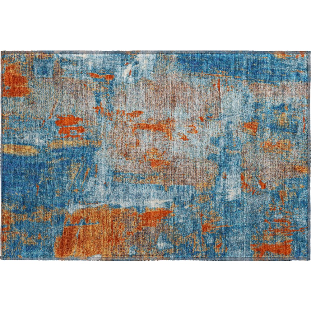 Premium Machine Washable Mayfield AMF989 Navy 1'8" x 2'6" Rug. Picture 1