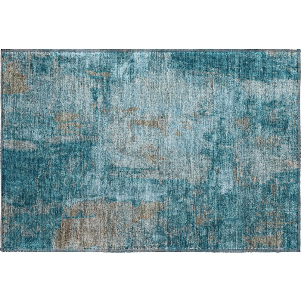 Premium Machine Washable Mayfield AMF989 Teal 1'8" x 2'6" Rug. Picture 1