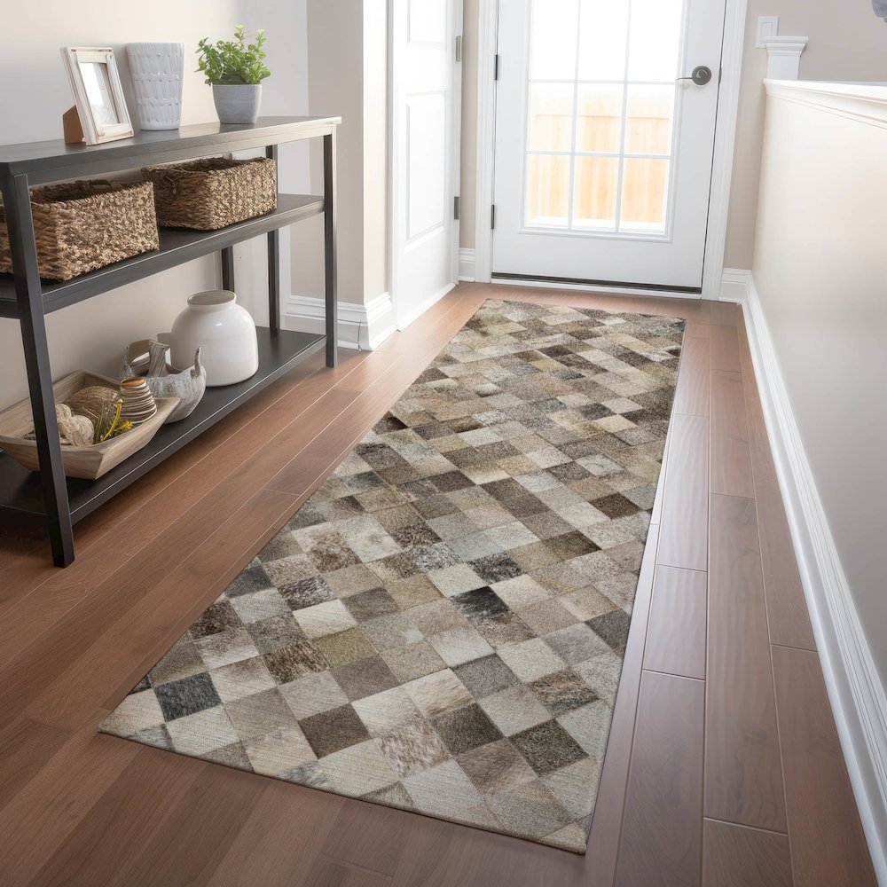 Premium Machine Washable Mayfield  Gray 2'3" x 7'6" Runner Rug. Picture 5