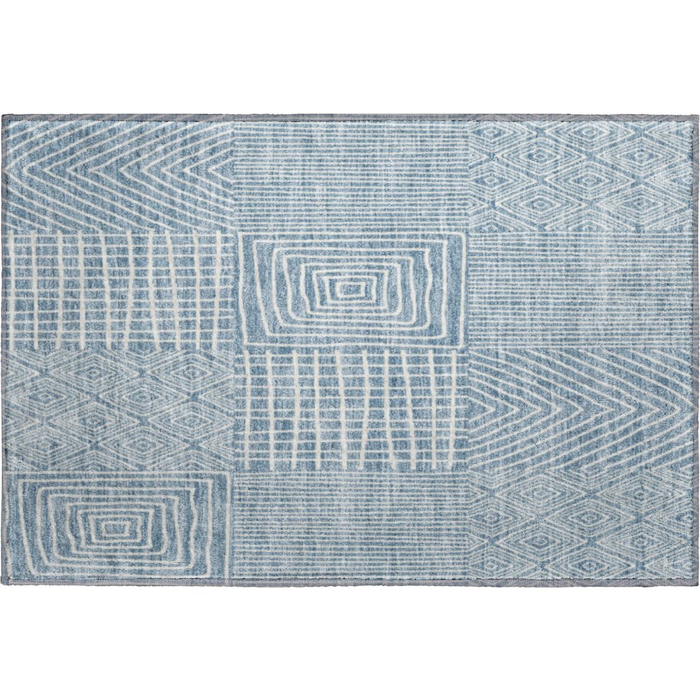 Premium Machine Washable Mayfield AMF990 Denim 1'8" x 2'6" Rug. Picture 1
